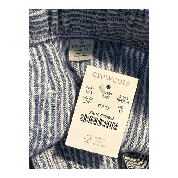 NEW Crewcuts Boys’‎ Size 10 Blue & White Kids' printed pull-on linen short NWT - Picture 3 of 5